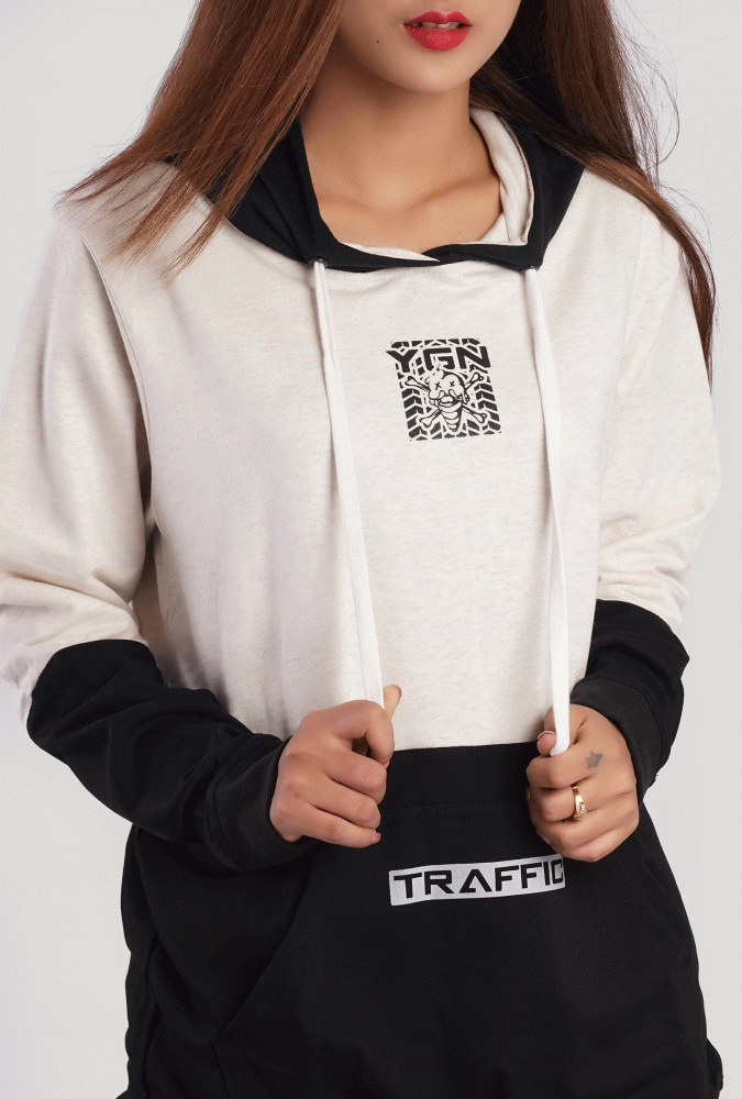 YGN Traffic Gray and Black Hoodie Girl